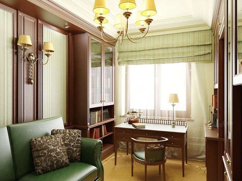 Дизайн интерьера кабинета в классическом стиле, Архитектурное Бюро "Капитель" Архитектурное Бюро 'Капитель' ห้องทำงาน/อ่านหนังสือ
