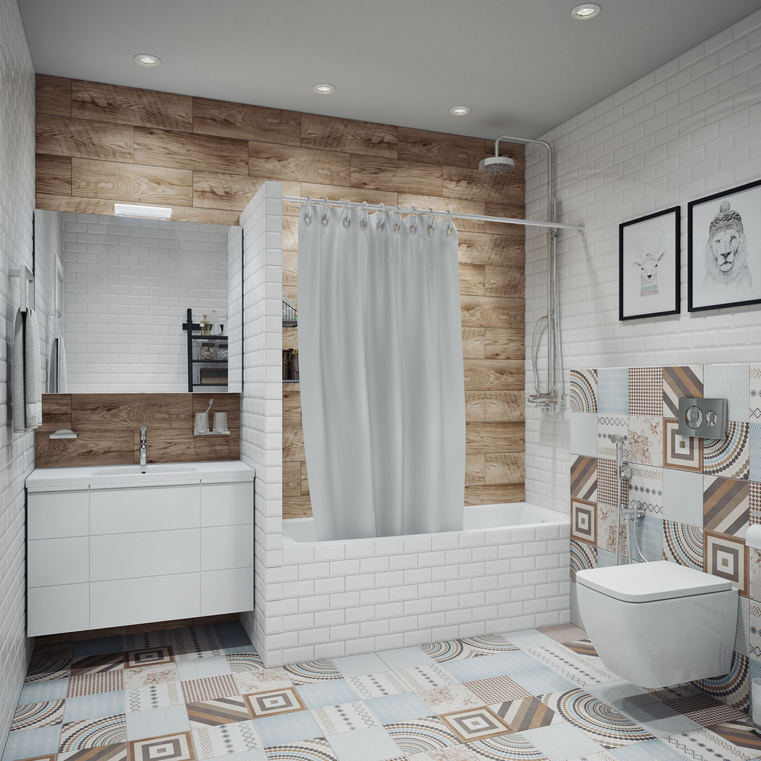 Интерьер однокомнатной квартиры в скандинавском стиле, Анна Теклюк Анна Теклюк Bathroom