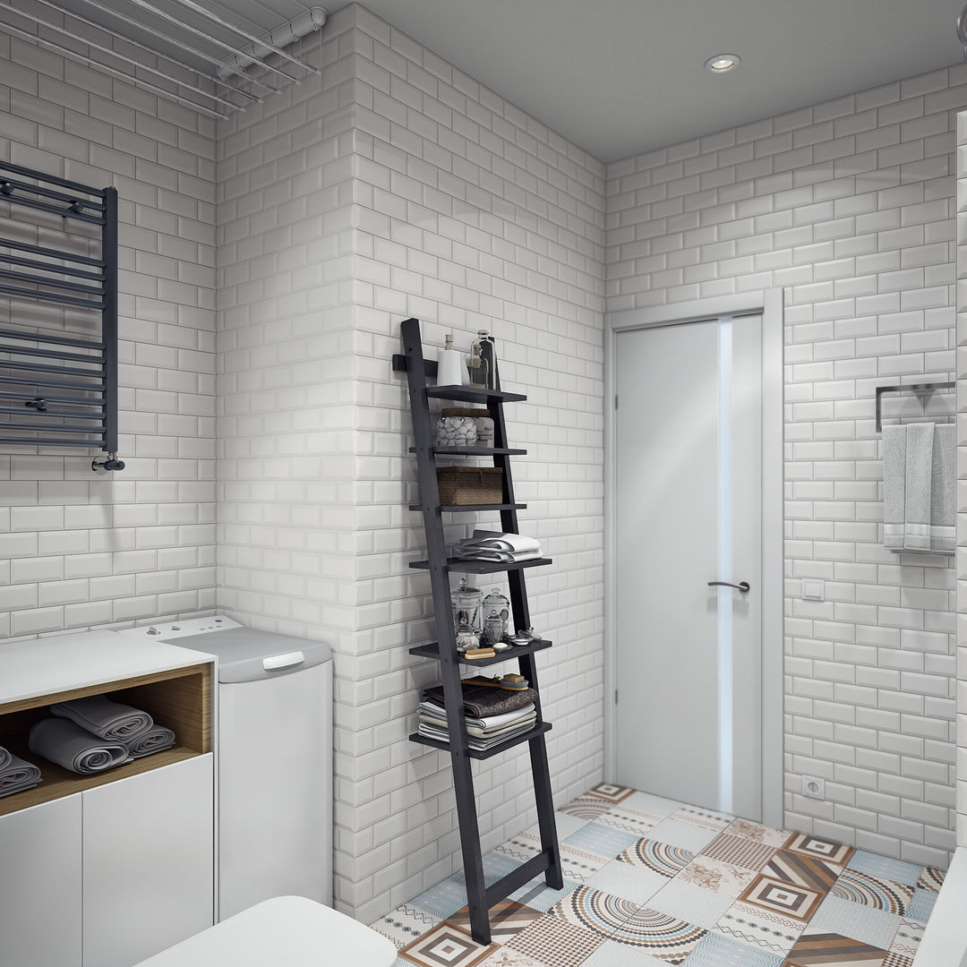 Интерьер однокомнатной квартиры в скандинавском стиле, Анна Теклюк Анна Теклюк Scandinavian style bathroom