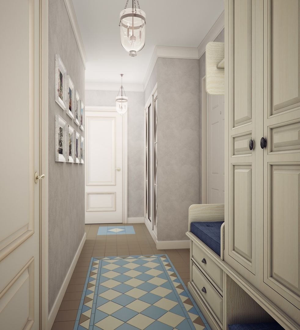 Двухкомнатная квартира в стиле Прованс, дизайн проект, Анна Теклюк Анна Теклюк Eclectic style corridor, hallway & stairs