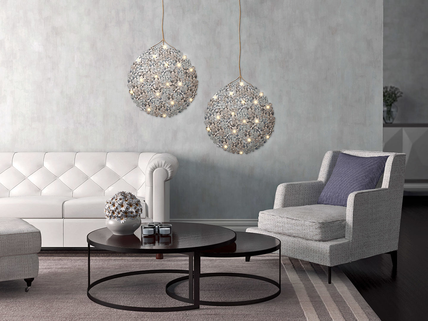 Germamium LED Wallpaper Chandelier - Roomset Meystyle モダンデザインの リビング