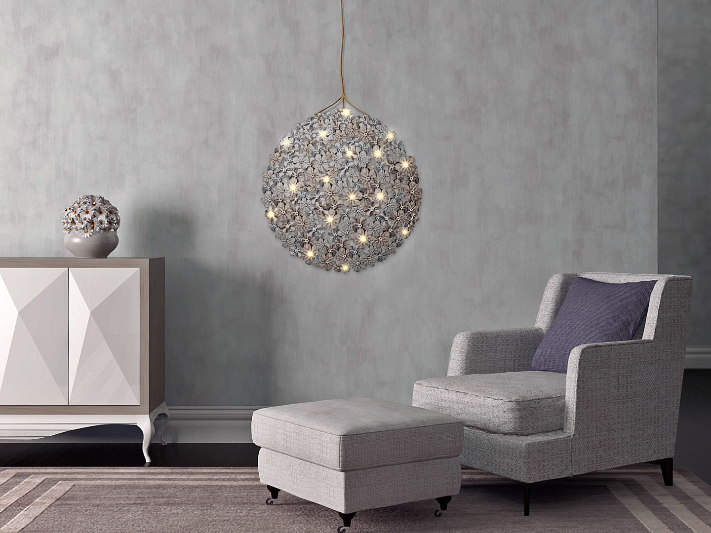 Germamium LED Wallpaper Chandelier - Roomset Meystyle モダンデザインの リビング