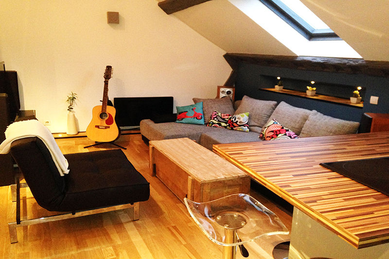 Rénovation d’un appartement, AD2 AD2 모던스타일 거실