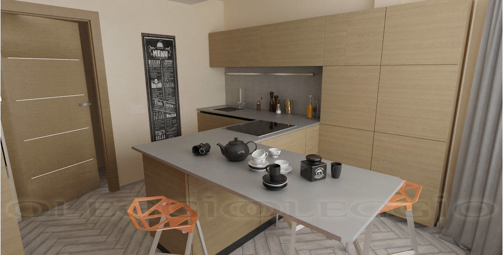 Кухня 13 кв.м., Oleggio Oleggio ミニマルデザインの キッチン キッチン用具