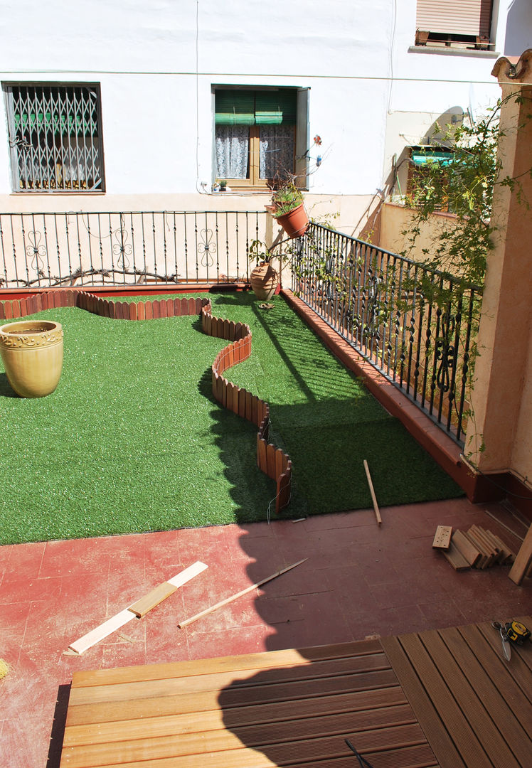 Construcción de una terraza, Vicente Galve Studio Vicente Galve Studio Balkon, Beranda & Teras Gaya Mediteran