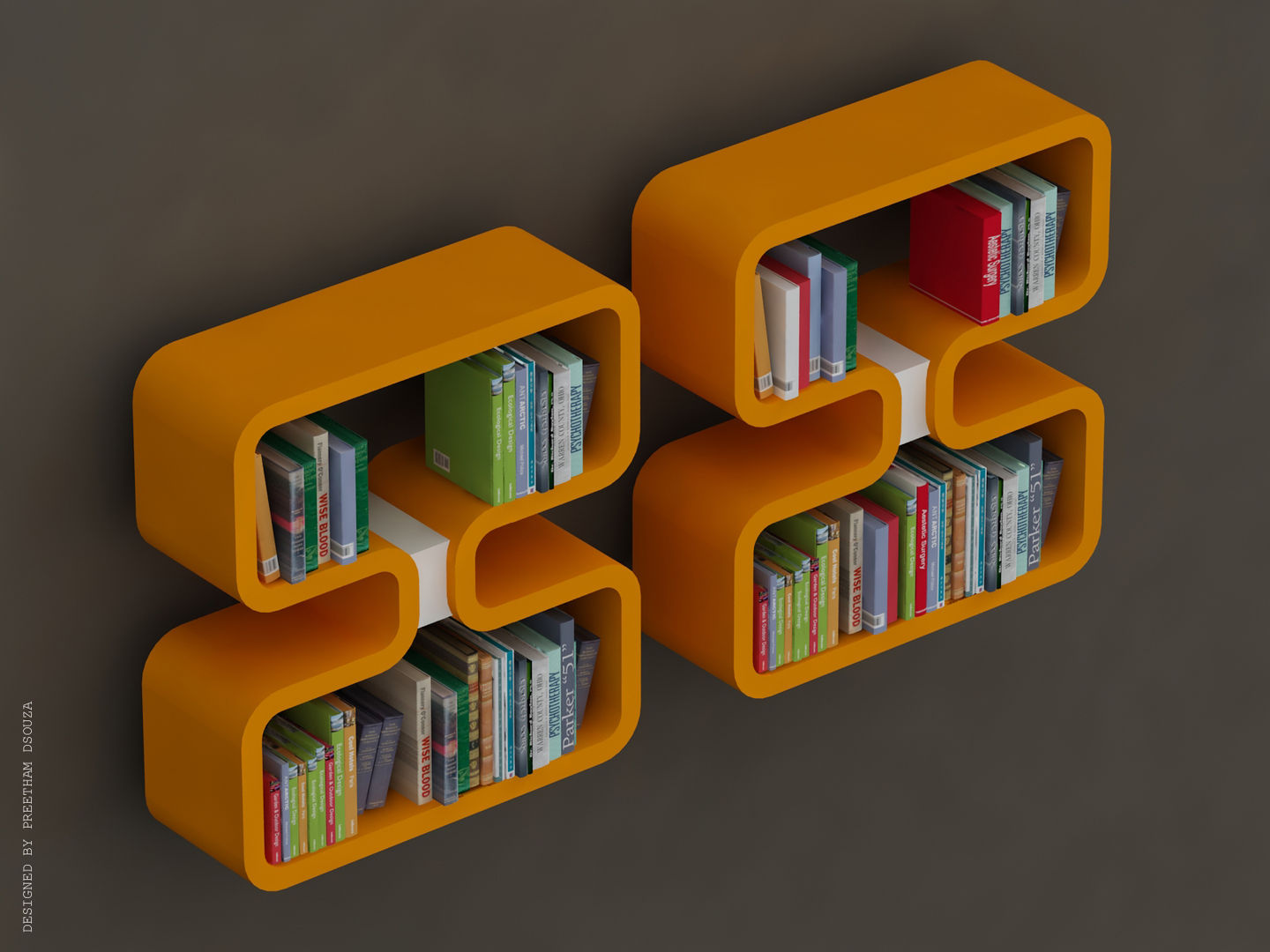 Book shelves -Double 8 Preetham Interior Designer Modern Study Room and Home Office Storage