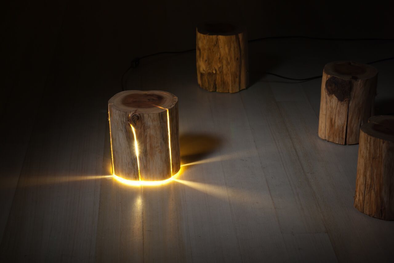 Cracked Log Lamps, Duncan Meerding Duncan Meerding Rustik Yemek Odası Işıklandırma