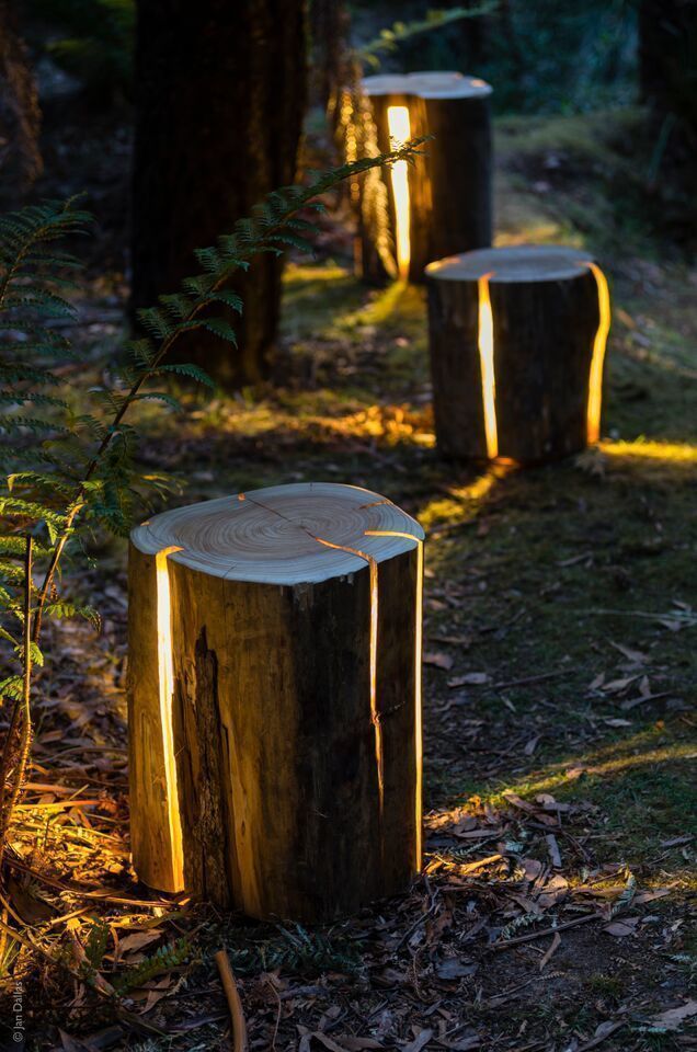Cracked Log Lamps, Duncan Meerding Duncan Meerding Jardines eclécticos Iluminación