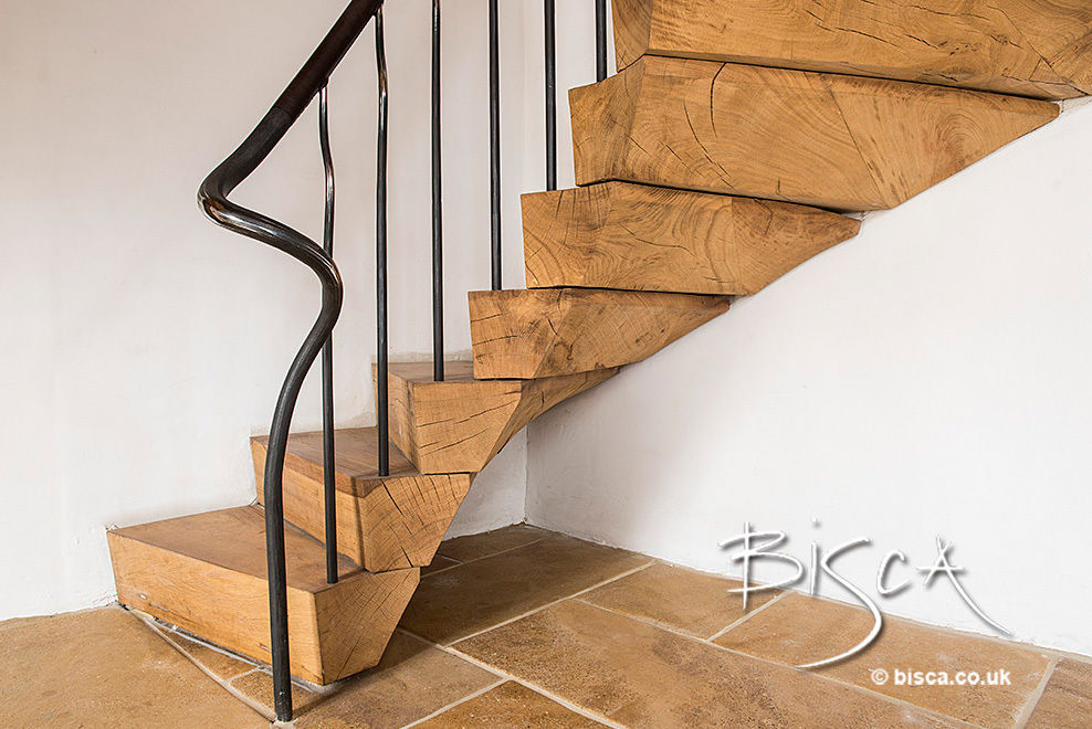 Rustic Staircase by Bisca Bisca Staircases Rustik Koridor, Hol & Merdivenler