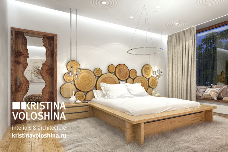 интерьер в экостиле, kristinavoloshina kristinavoloshina Rustikale Schlafzimmer