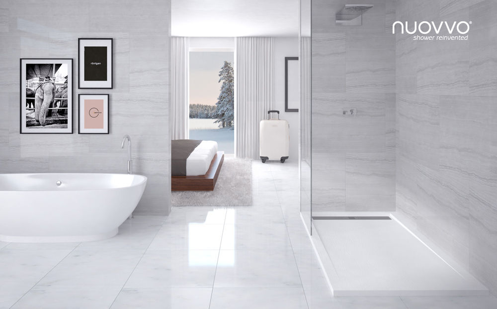 Ambiente con plato de ducha STONE NUOVVO Baños de estilo minimalista