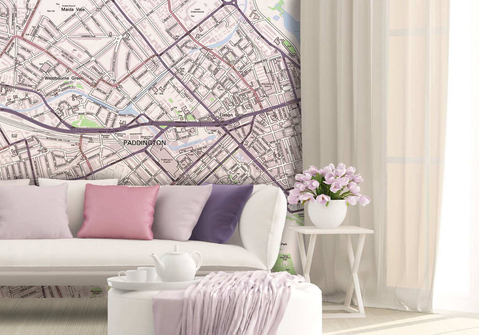 Custom Street Map Wallpaper Love Maps On Ltd. Paredes y suelos de estilo moderno Papeles pintados