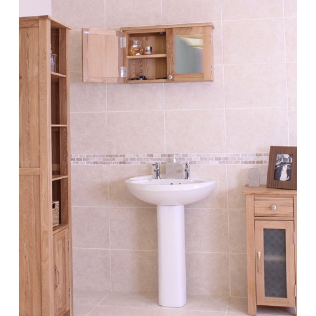 Bonsoni Mobel Oak Wall Mounted Bathroom Cabinet (Large) homify インダストリアルスタイルの お風呂 棚