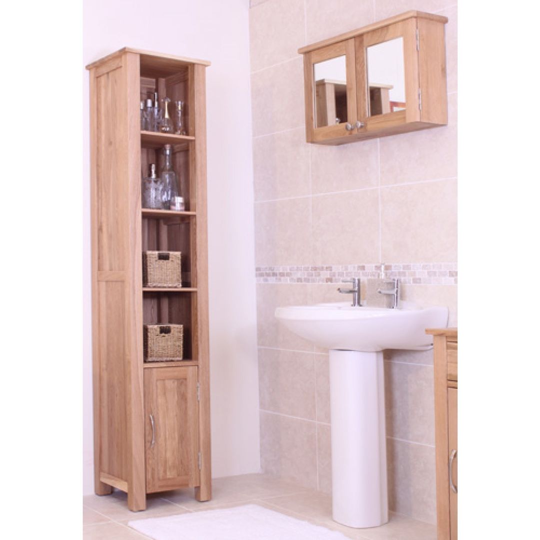 Bonsoni Mobel Oak Wall Mounted Bathroom Cabinet (Large) homify Rustic style bathroom Shelves