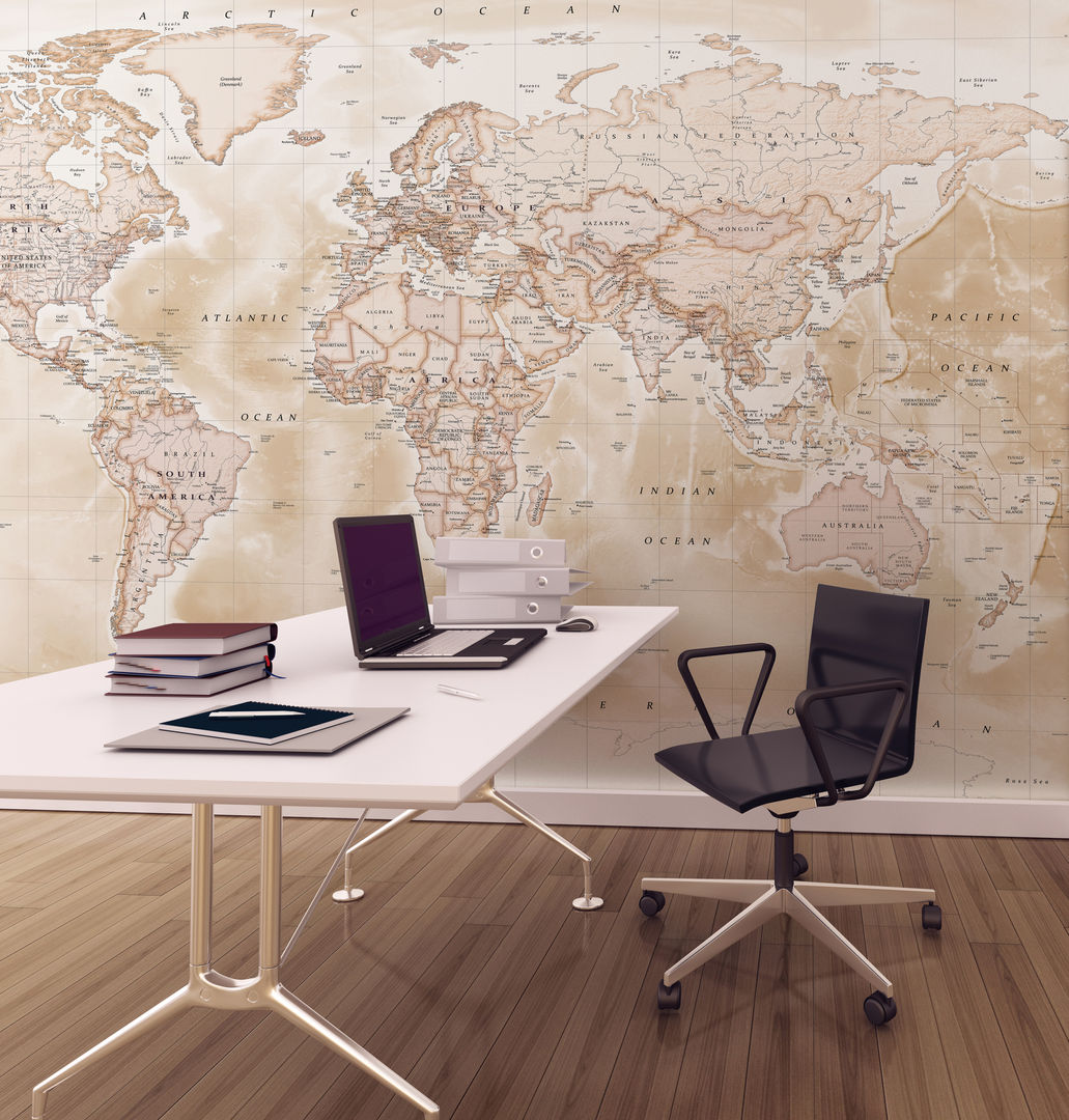 World Map Wallpaper Love Maps On Ltd. Ruang Studi/Kantor Minimalis Accessories & decoration