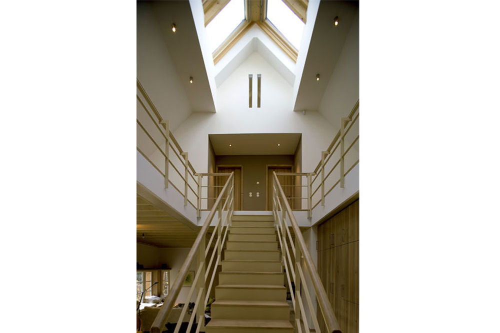 Haus am Schwielowsee, wolff:architekten wolff:architekten Country style corridor, hallway& stairs