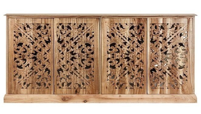 Sideboard, carved doors, made of Mindi wood homify Столовая комната в средиземноморском стиле Буфеты и серванты