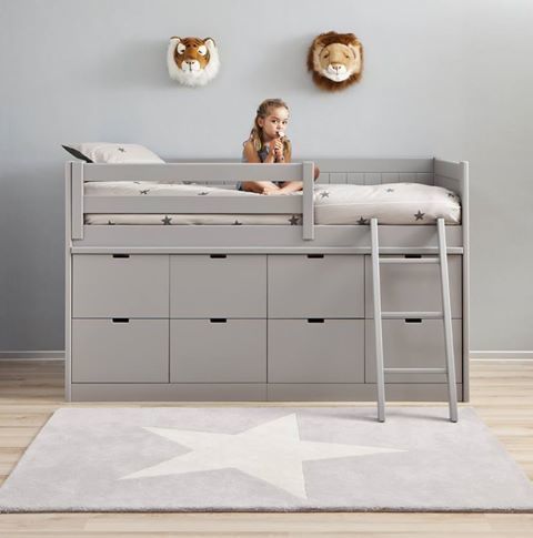 Box Bed with 8 Deep Storage Drawers Nubie Kids Quartos de criança escandinavos Camas e berços