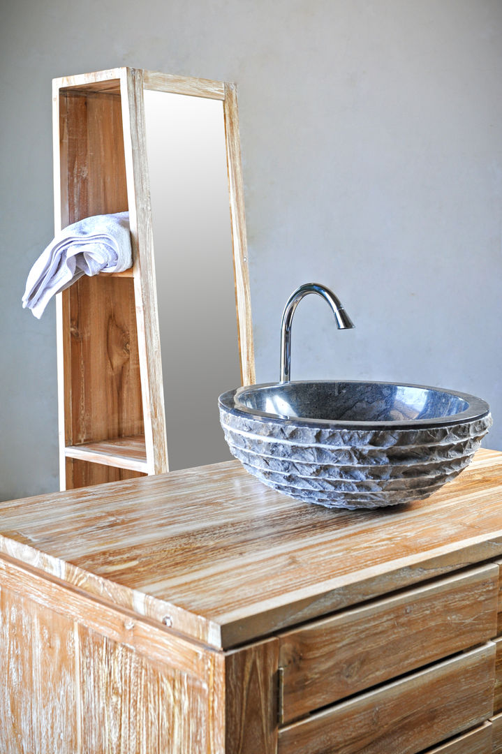 minimalis / BATH PYRAMID, WOODSTONEBALI WOODSTONEBALI Rustic style bathrooms Seating