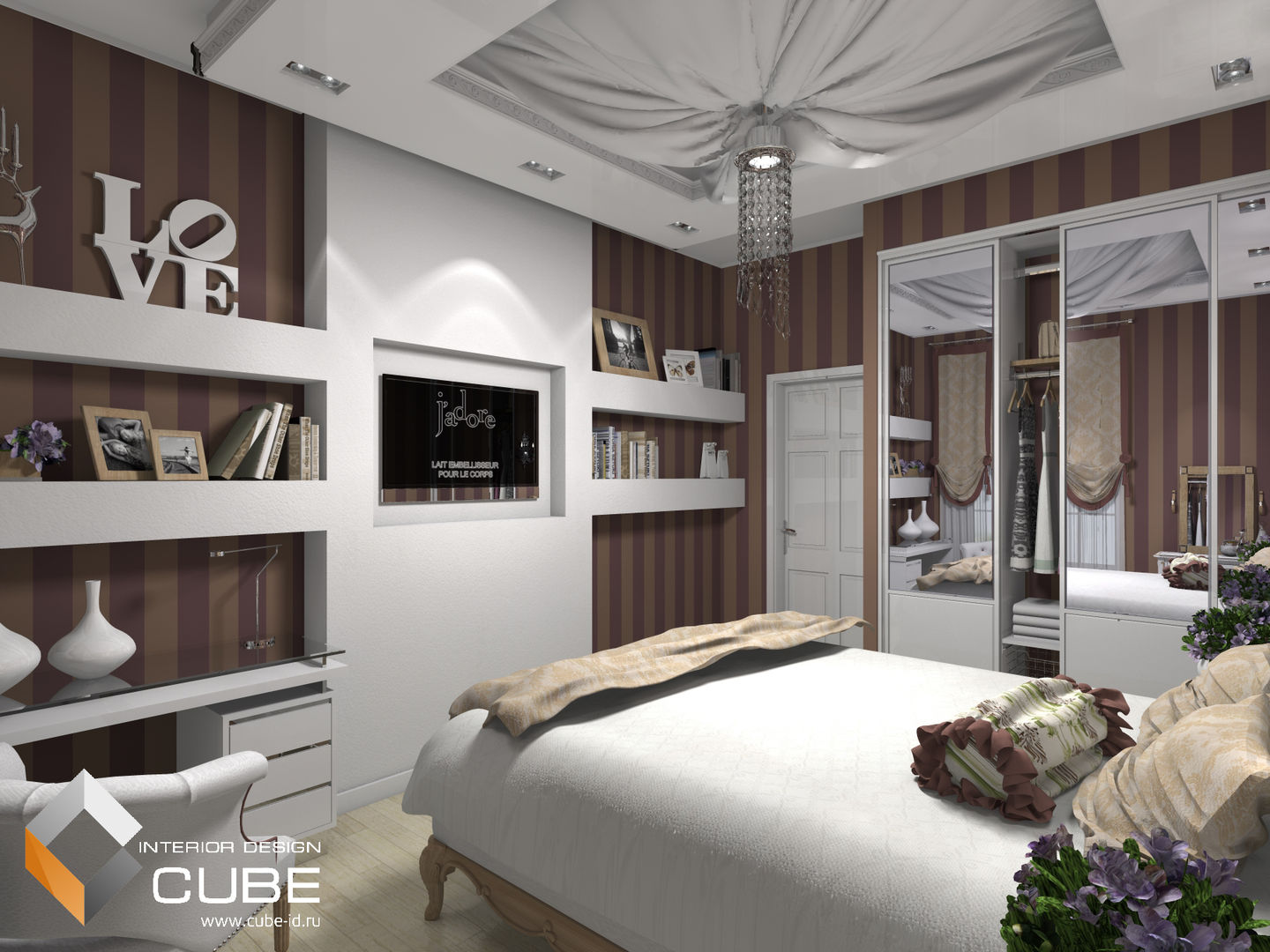 Дизайн спальни загородного дома в романтичном стиле "Камея", Лаборатория дизайна "КУБ" Лаборатория дизайна 'КУБ' Classic style bedroom