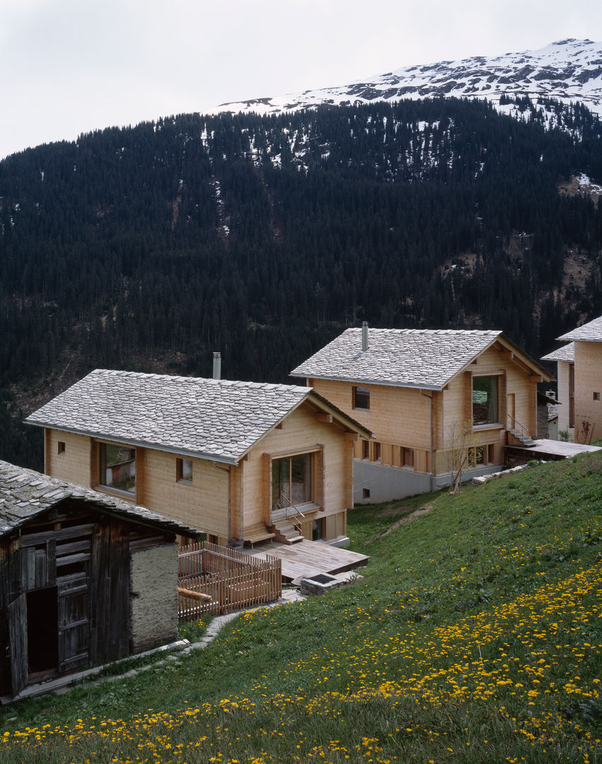 Zwei Häuser in Leis -Vals, CH , Simona Pribeagu Schmid, dipl. Architektin AAM Simona Pribeagu Schmid, dipl. Architektin AAM สวน