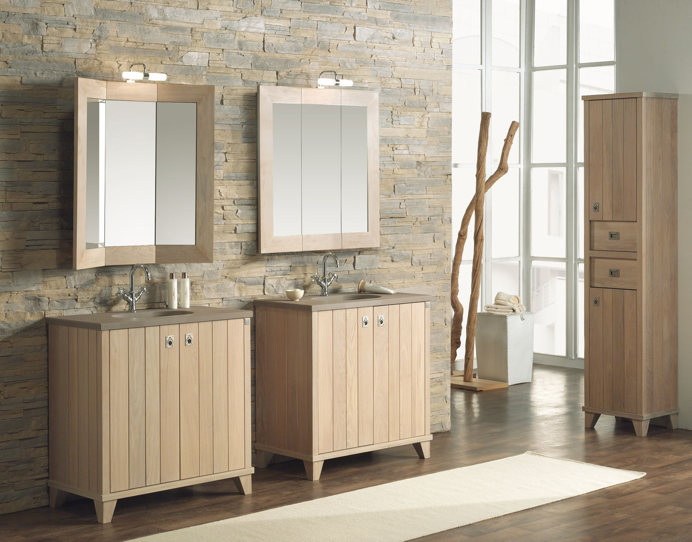 Massivholzbadmöbel aus der Serie Campo, F&F Floor and Furniture F&F Floor and Furniture İskandinav Banyo Depo