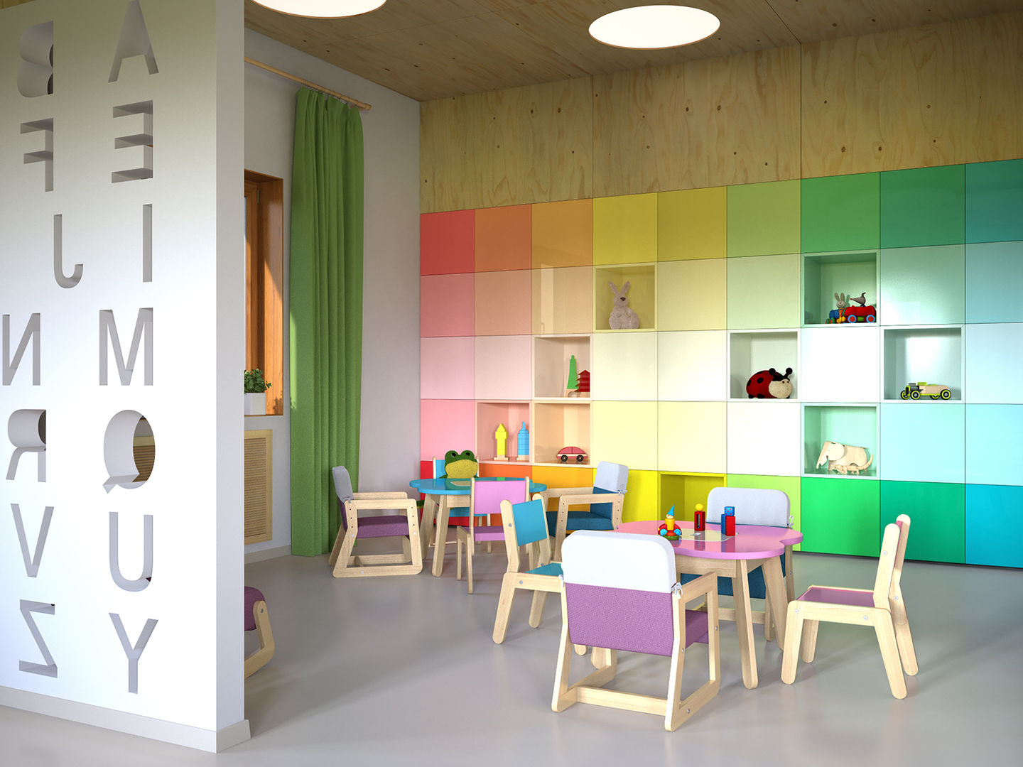 Kindergarten, Architectural Bureau DAOFORM Architectural Bureau DAOFORM 北欧デザインの 子供部屋