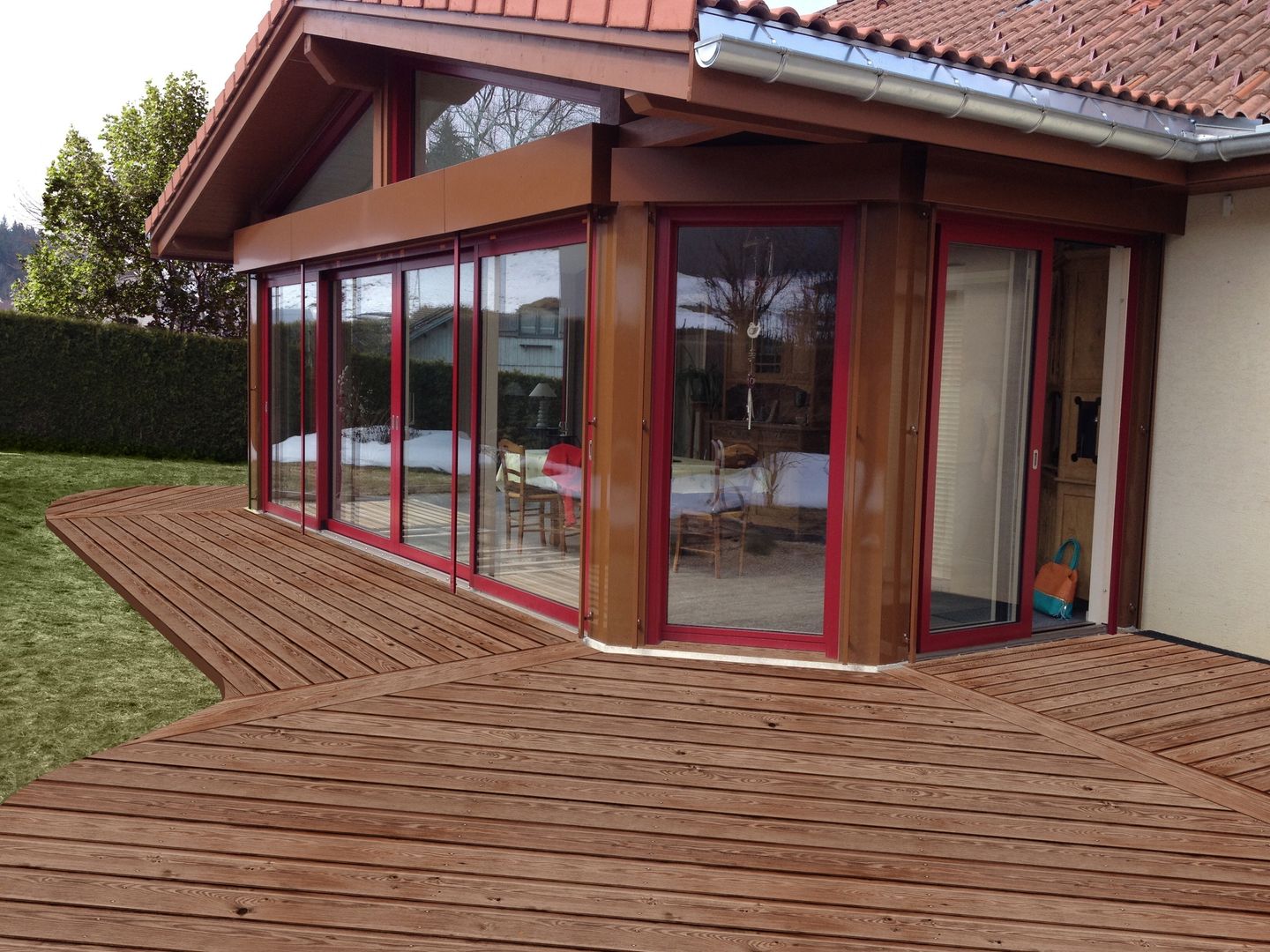 EXTENSION DE MAISON ET NOUVELLE TERRASSE, PYXIS Home Design PYXIS Home Design Patios & Decks