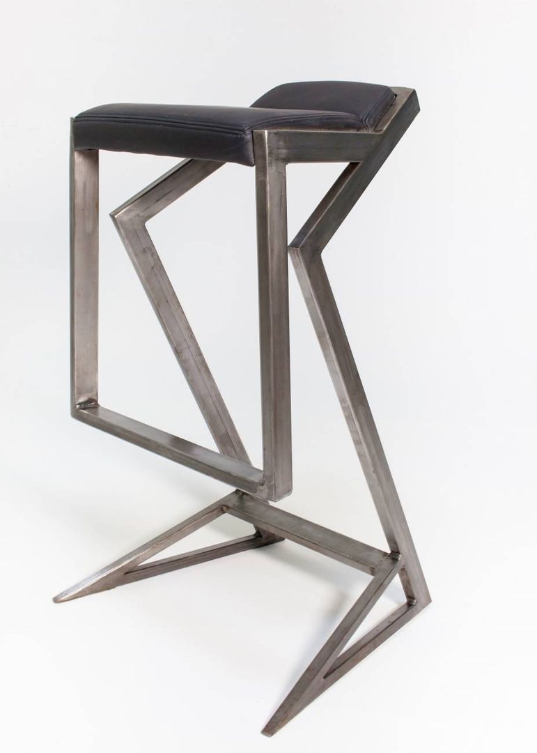 Steel and leather bar stool NordLoft - Industrial Design Living room Stools & chairs