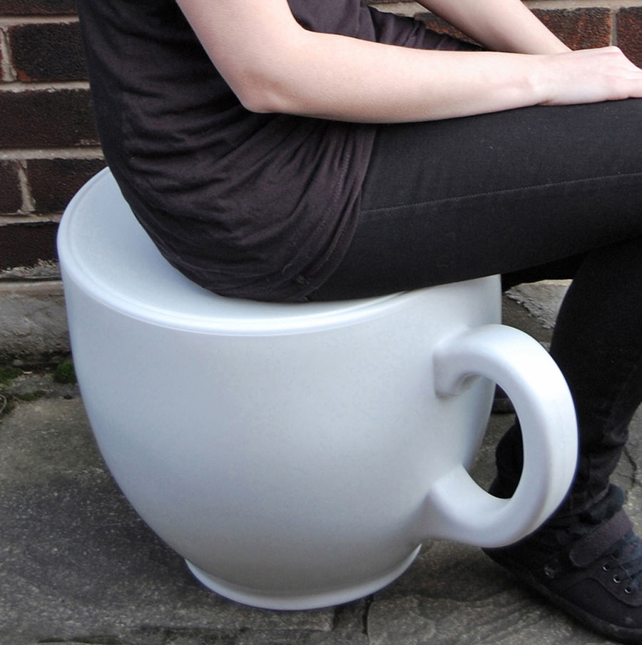 Tea Cup Stool in white Holly Palmer Contemporary Furniture Modern Garden Furniture