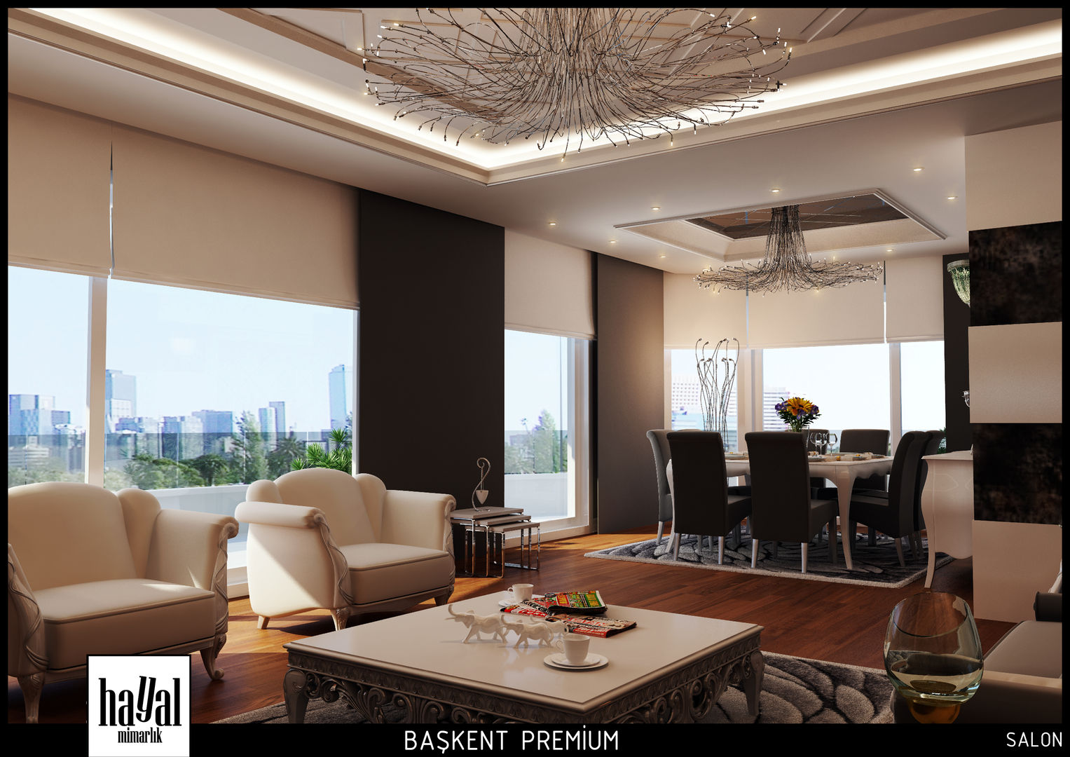 Başkent Premium Örnek Daire, Hayal Mimarlık Mühendislik Proje İnş.San. Tic. Ltd.Şti. Hayal Mimarlık Mühendislik Proje İnş.San. Tic. Ltd.Şti. غرفة السفرة Lighting