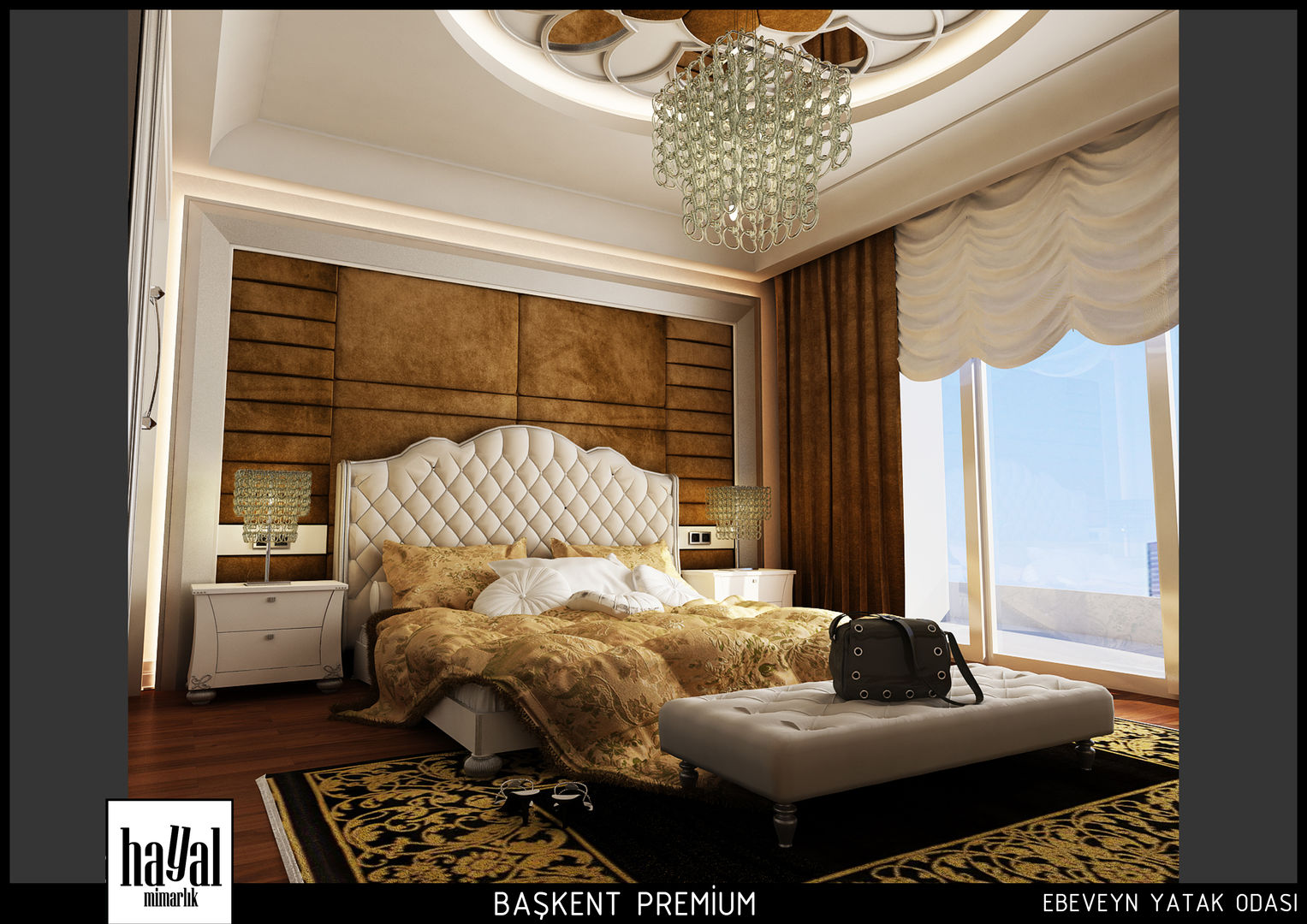 Başkent Premium Örnek Daire, Hayal Mimarlık Mühendislik Proje İnş.San. Tic. Ltd.Şti. Hayal Mimarlık Mühendislik Proje İnş.San. Tic. Ltd.Şti. غرفة نوم Beds & headboards