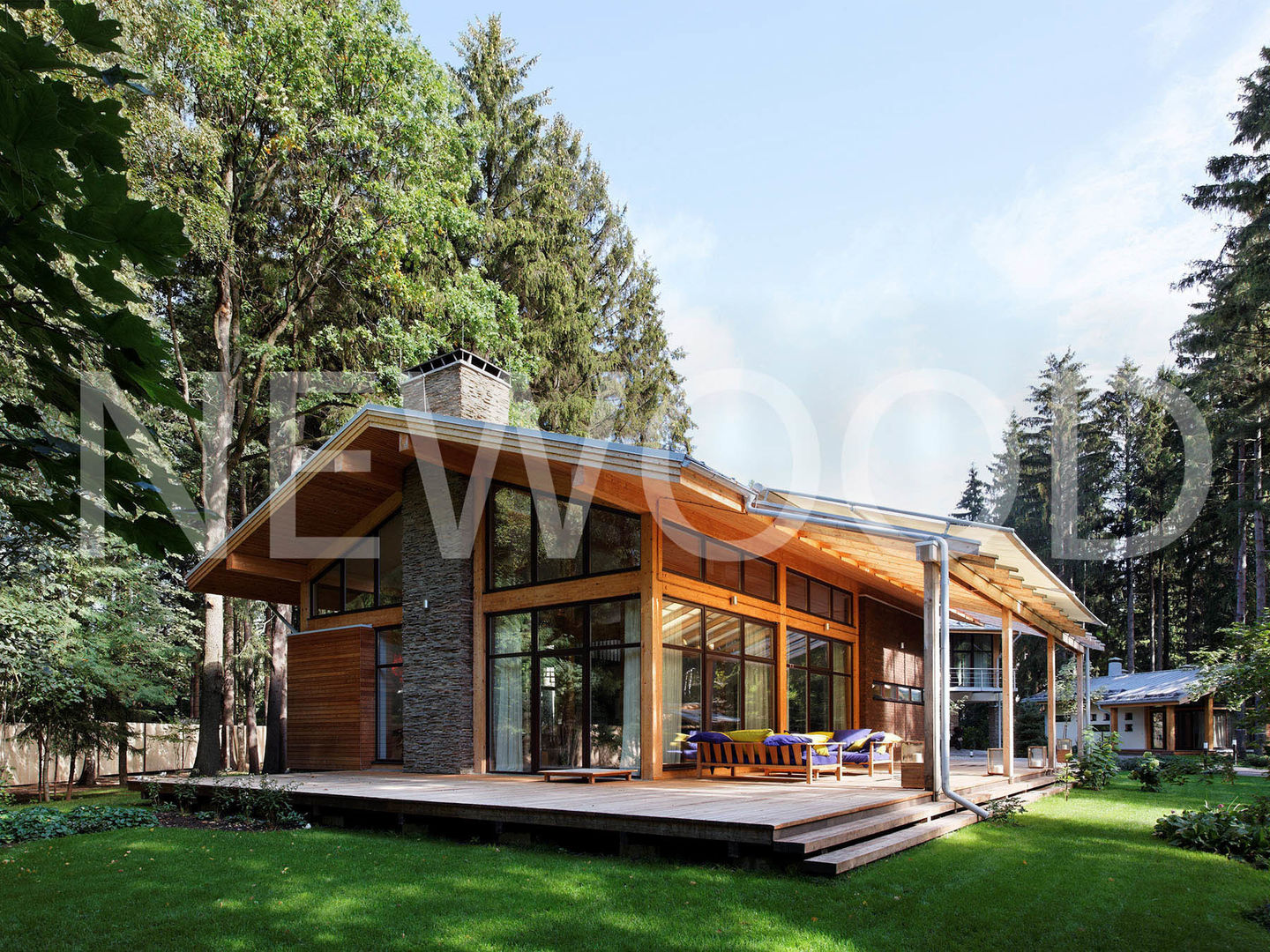 Дом "Woodlark" - комбинированные конструкции, NEWOOD - Современные деревянные дома NEWOOD - Современные деревянные дома Balcon, Veranda & Terrasse ruraux