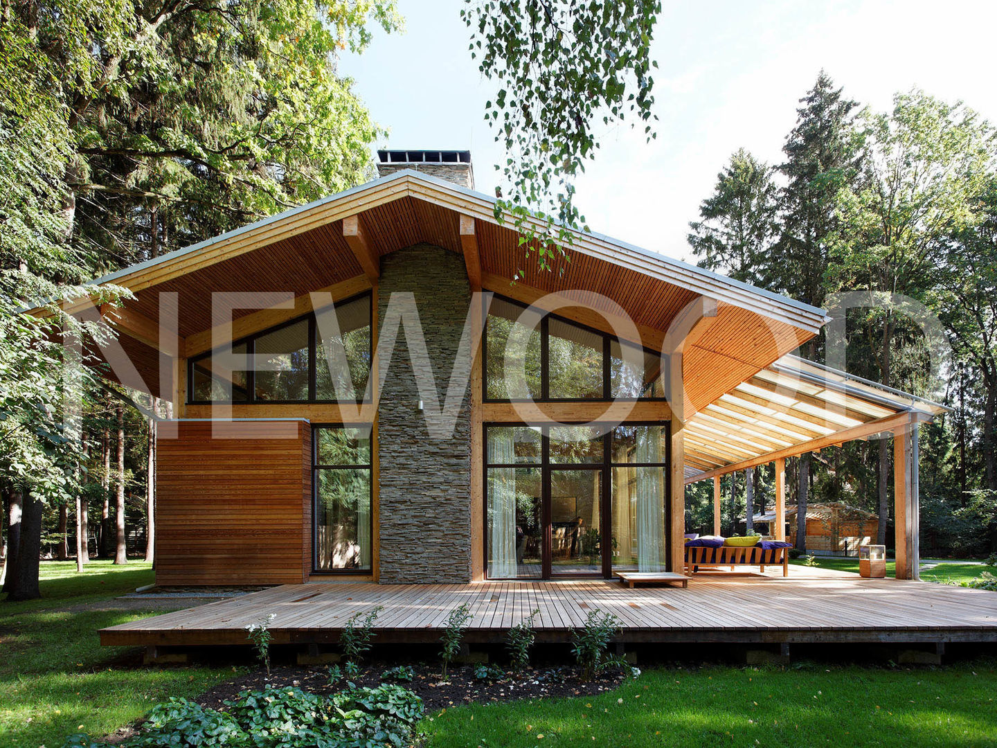 Дом "Woodlark" - комбинированные конструкции NEWOOD - Современные деревянные дома Дома в стиле кантри