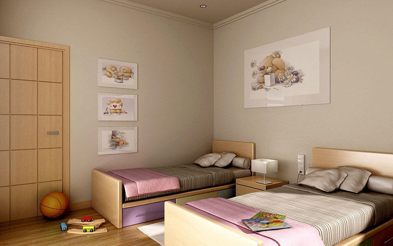 Renders interiores, Entretrazos Entretrazos モダンデザインの 子供部屋