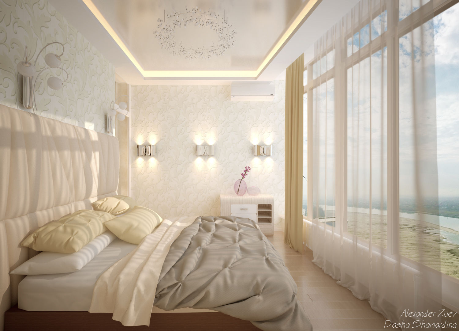Дизайн спальни в современном стиле в ЖК "Новый город" (Краснодар), Студия интерьерного дизайна happy.design Студия интерьерного дизайна happy.design Modern style bedroom