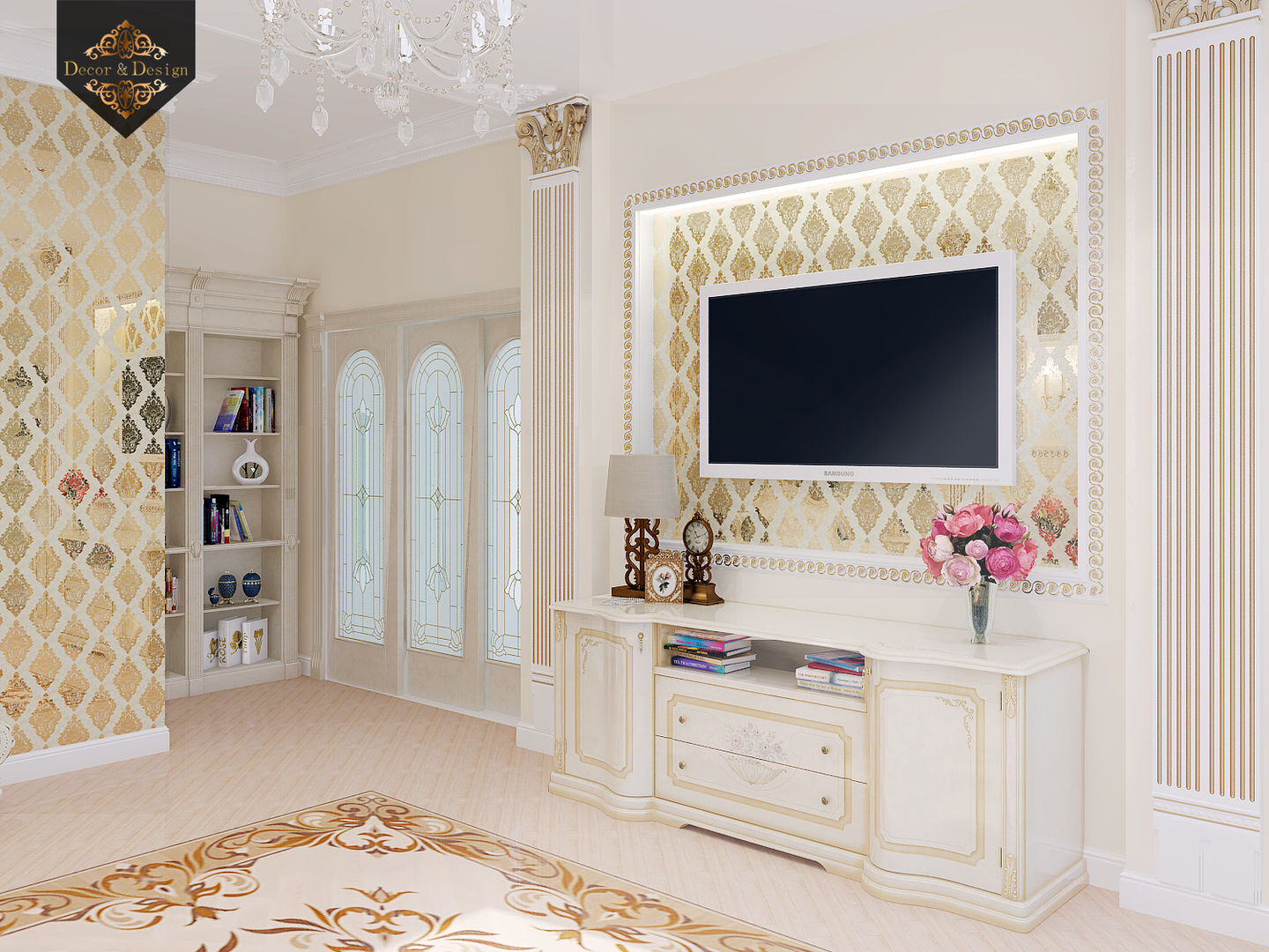Золотая классика / трехкомнатная квартира в Казани по ул. Муштари, Decor&Design Decor&Design Living room