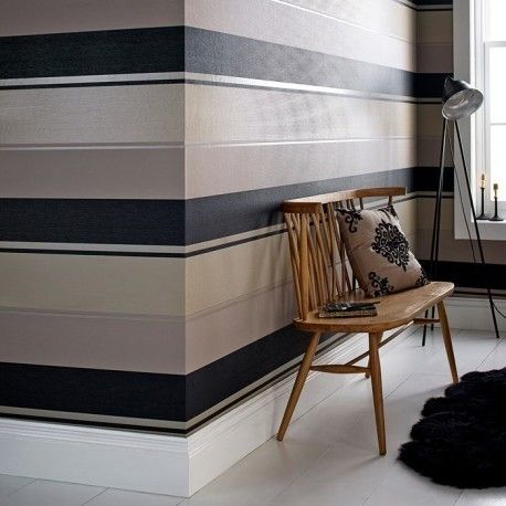 Spice Black & Gold Striped Wallpaper Wallpaperking Paredes y pisos modernos Papel tapiz y vinilos