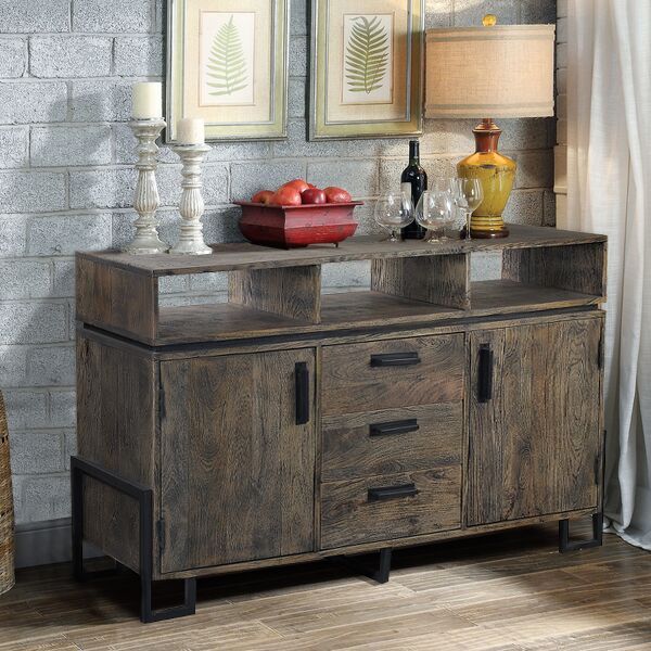 METAL & WOOD SIDEBOARD The Yellow Door Store Industrial style dining room Solid Wood Multicolored Dressers & sideboards