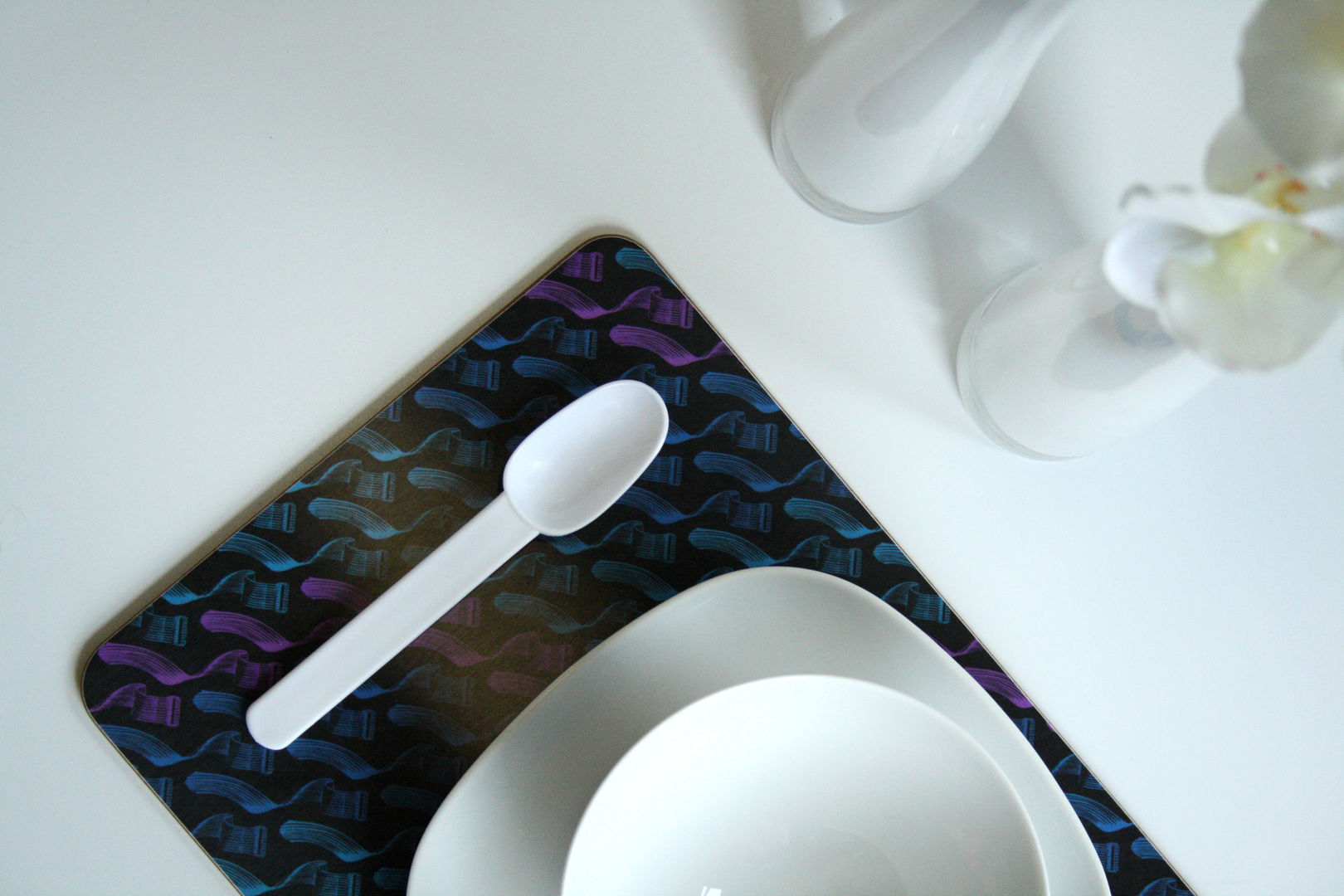 Placemats "Geometry Of the Sound" - Blues/Purple (set of 4) Moody Monday Ruang Makan Modern Accessories & decoration