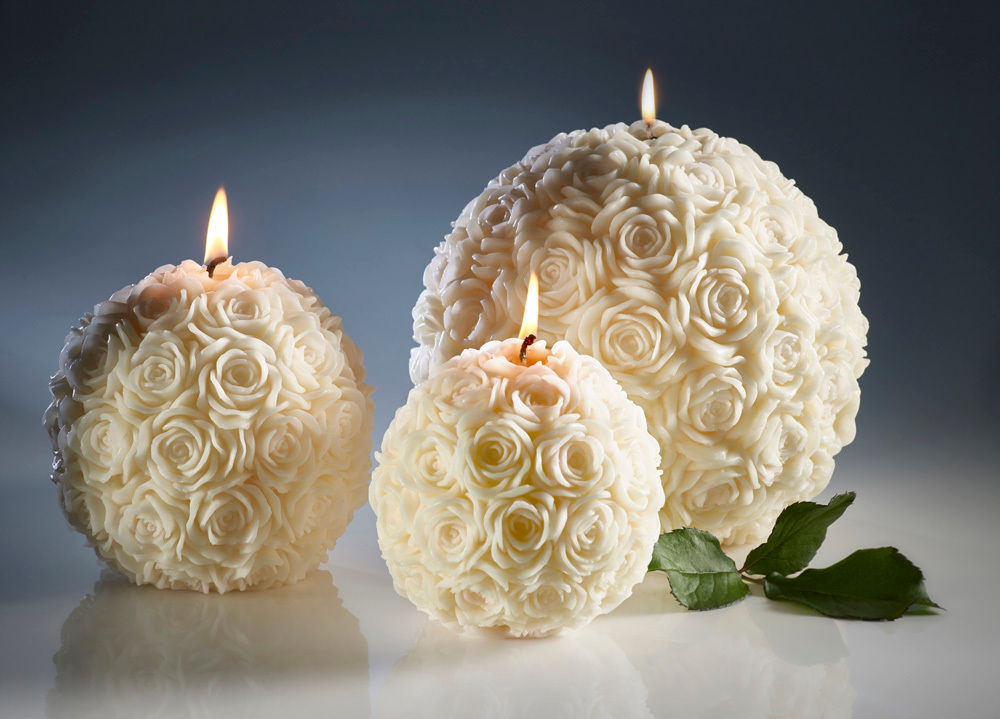 Ivory Rose Ball Candles Amelia Candles Salones clásicos Decoración y accesorios