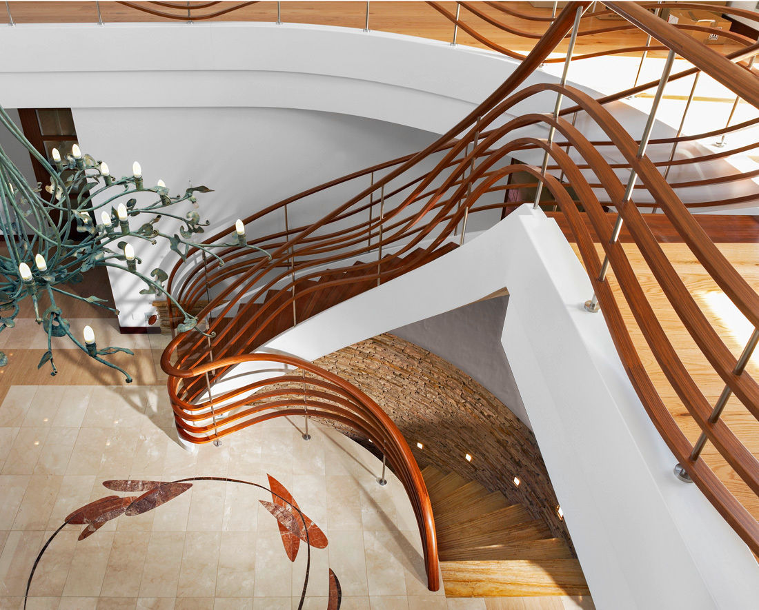 ST690 Nowoczesne schody gięte / ST690 Modern Curved Stairs, Trąbczyński Trąbczyński الممر الحديث، المدخل و الدرج