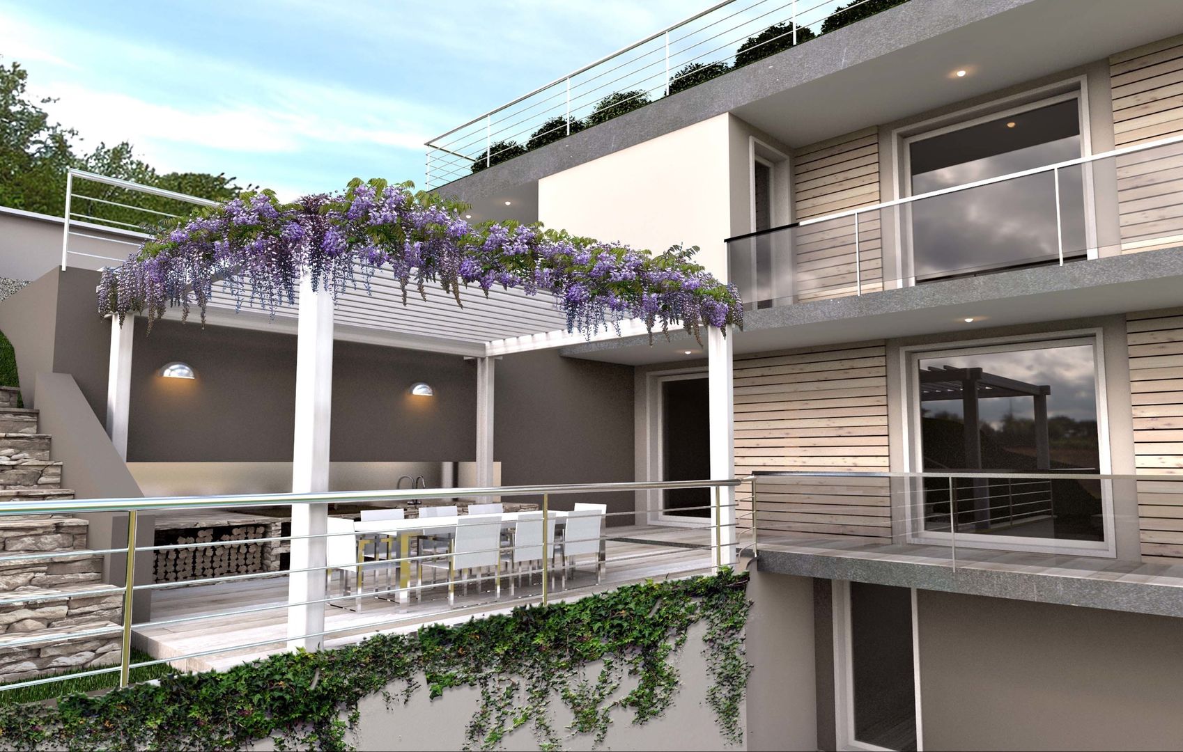 Restyling villa residenziale lago di garda , ARTREADY ARTREADY Moderner Balkon, Veranda & Terrasse