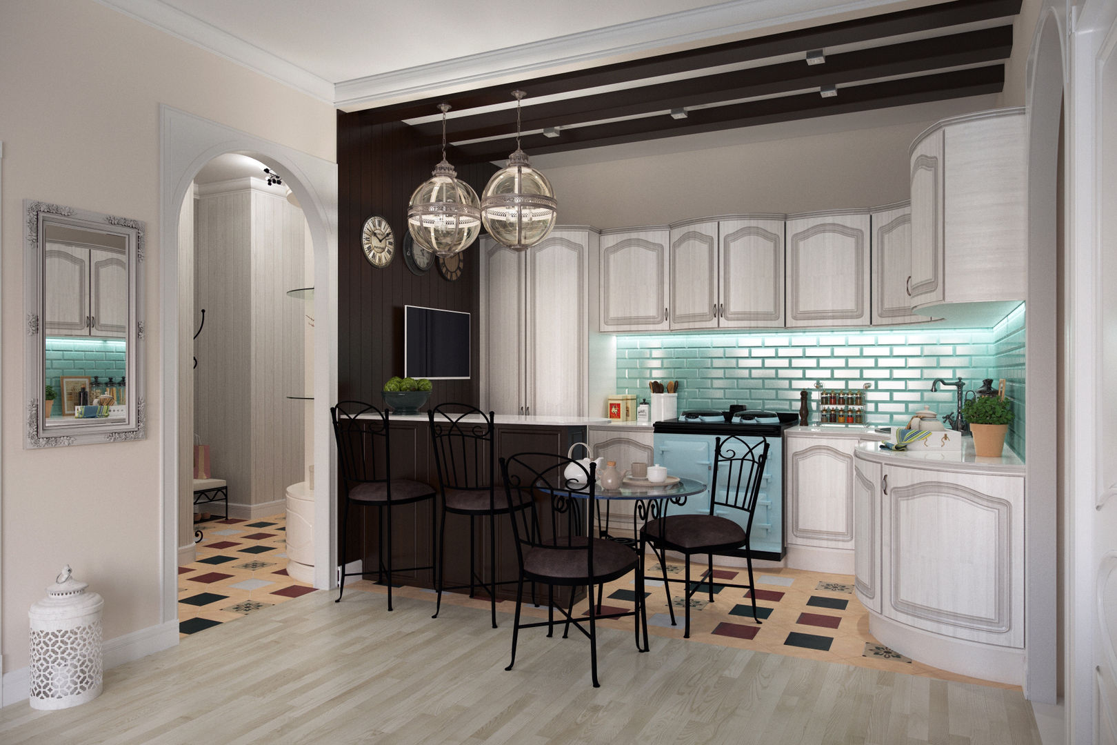 " Французский штрих " Квартира 68 кв.м, МО, Krupp Interiors Krupp Interiors Cucina rurale