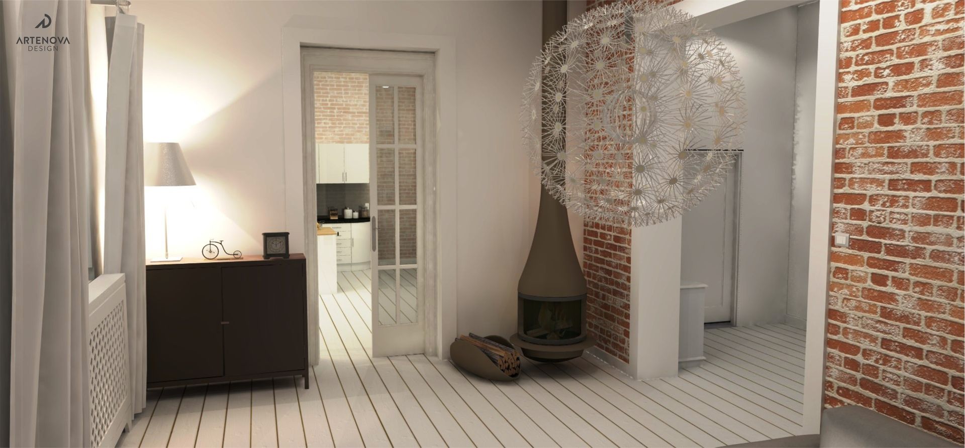 Rstykalne mieszkanie w kamienicy Warszawa, Artenova Design Artenova Design Living room