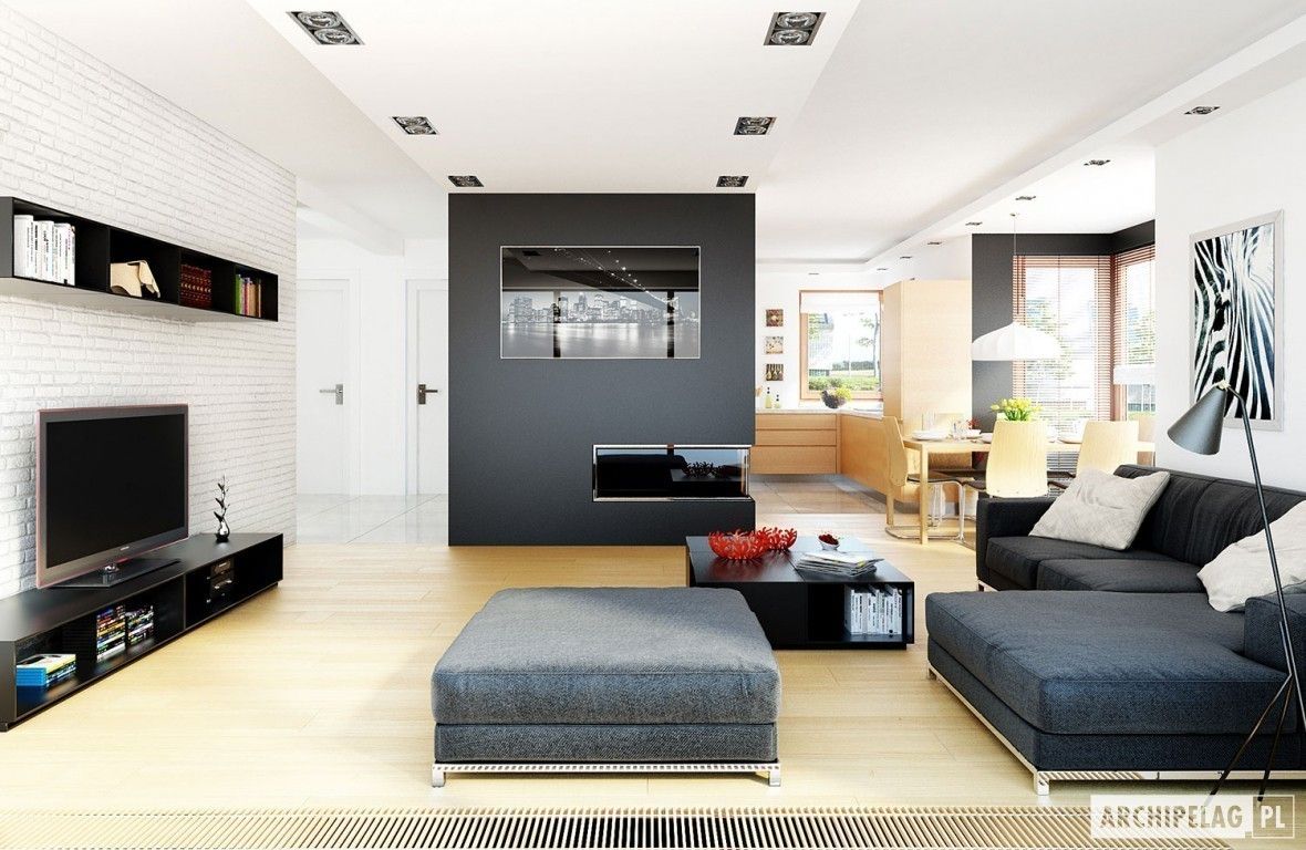 Projekt domu Mati G1 , Pracownia Projektowa ARCHIPELAG Pracownia Projektowa ARCHIPELAG Modern living room