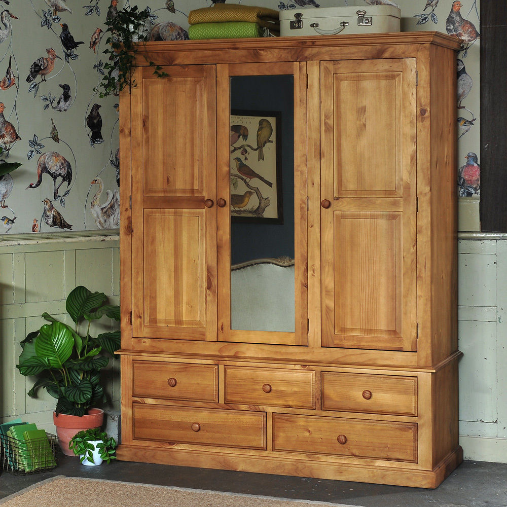 Langley Pine Triple Wardrobe The Cotswold Company Country style bedroom Wardrobes & closets