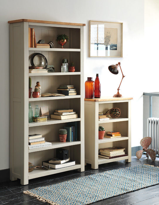 Lundy Stone Grey Large Bookcase The Cotswold Company Living room Shelves