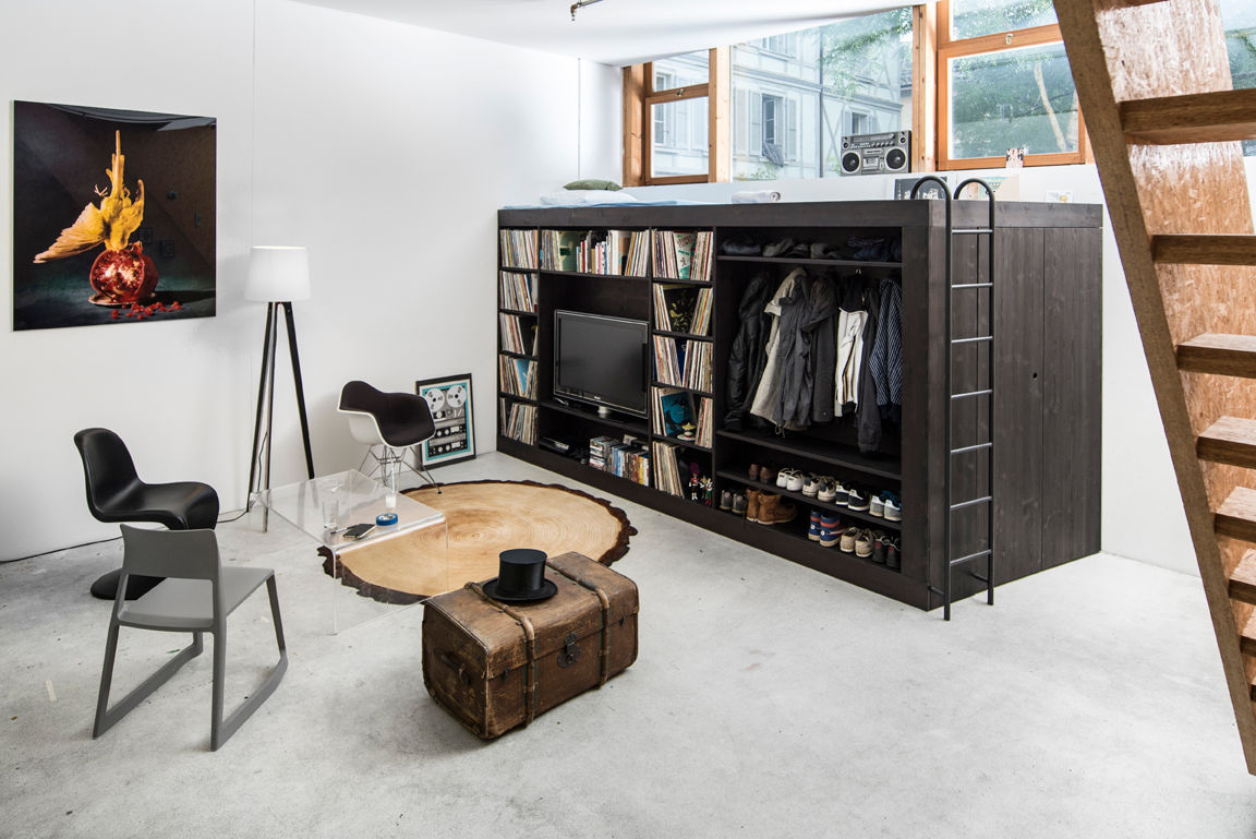 Modulares Multitalent: Möbelsystem Living Cube, Till Könneker Till Könneker Minimalist living room Storage