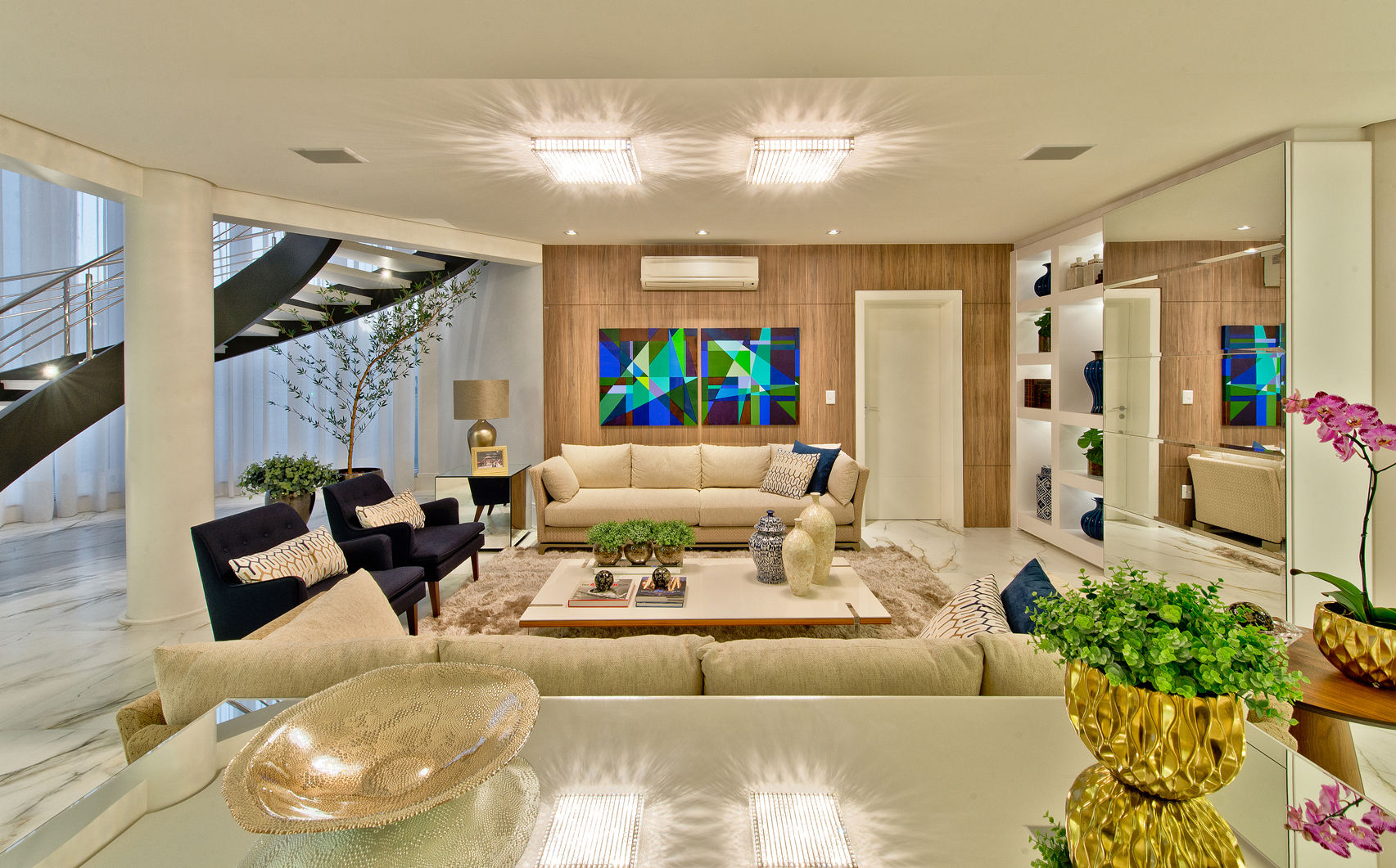 Cobertura de luxo, Espaço do Traço arquitetura Espaço do Traço arquitetura Modern living room